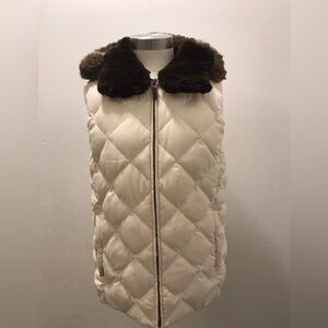 Lauren Ralph Women's Off-White Hoodie Puffer Down Vest Small